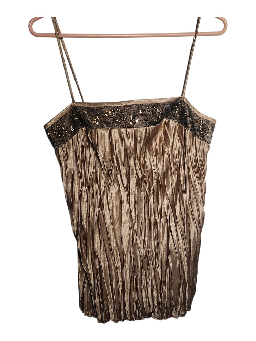 Joseph Ribkoff Brown Camisole Bejeweled  Pleated Texture Size 8